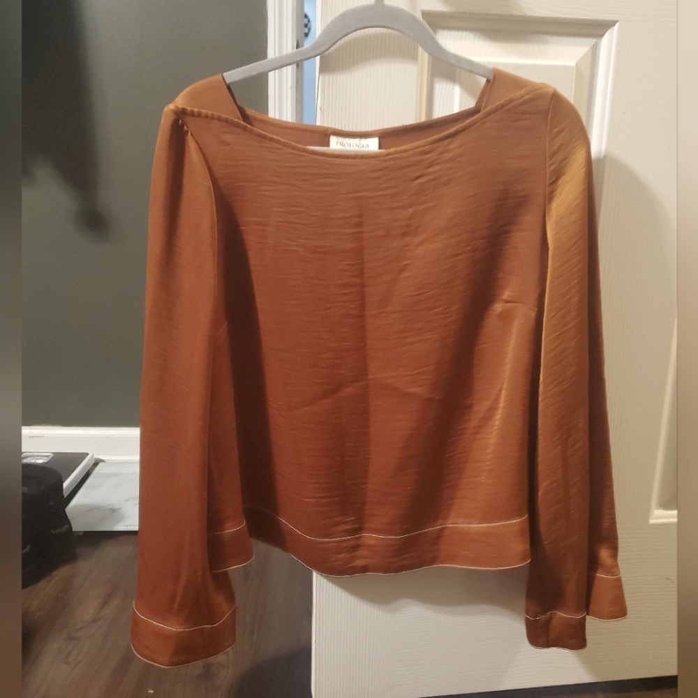Prologue Burnt Orange Silky Wide Sleeve Top